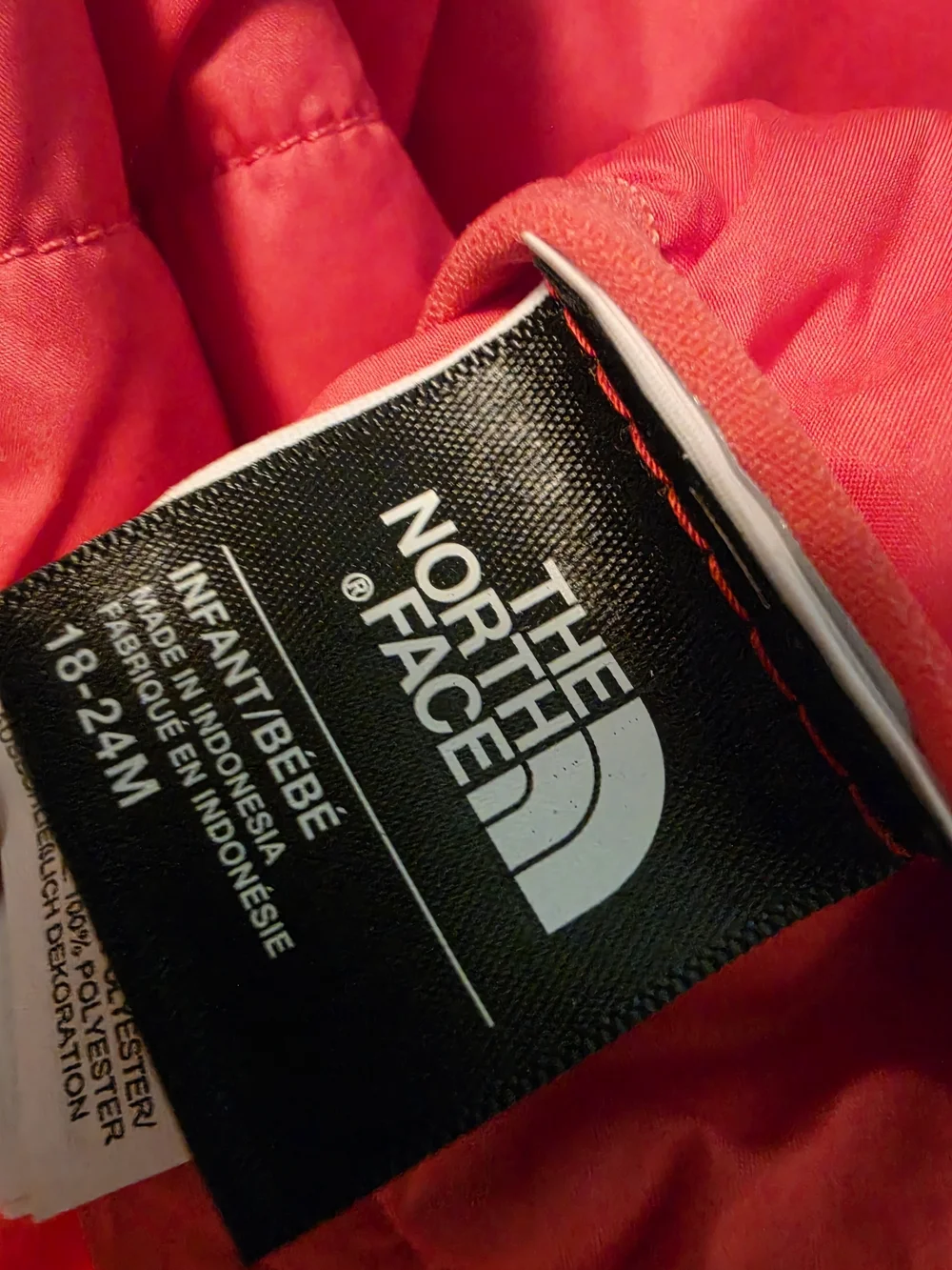 The North Face Floral Red & Blue Hooded Puffer Jacket
